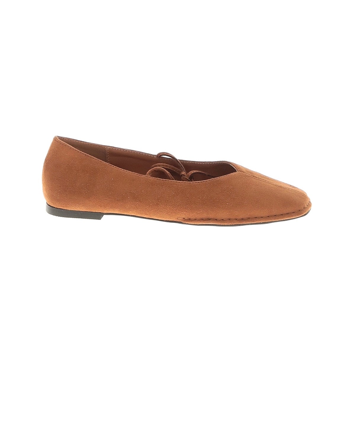 Nwot Faux Suede Brown Tie Ballet Flats